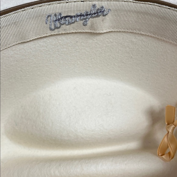 Free PeopleX Wrangler Elegant Cream Hat with Rhinestone Band One Size